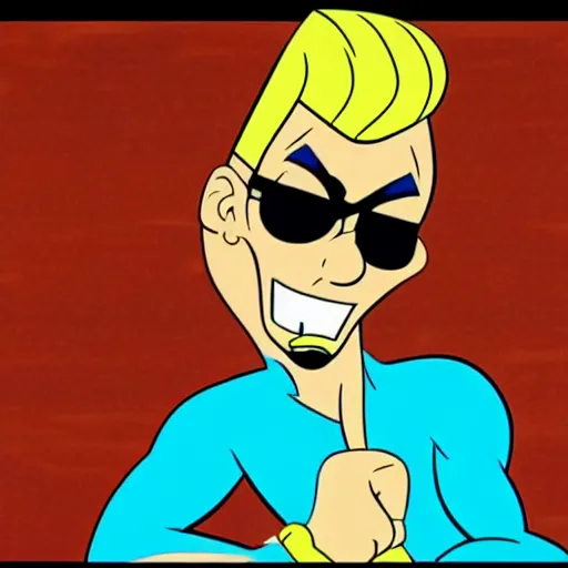 Prompt: still image of johnny bravo disney channel interlude, johnny bravo, you're watching disney channel, screenshot