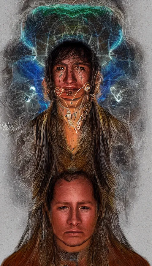 Image similar to portrait of a digital shaman, by esao andrew