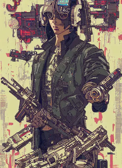 Image similar to cyberpunk mercenary portrait illustration, pop art, splash painting, art by geof darrow, ashley wood, alphonse mucha, makoto shinkai