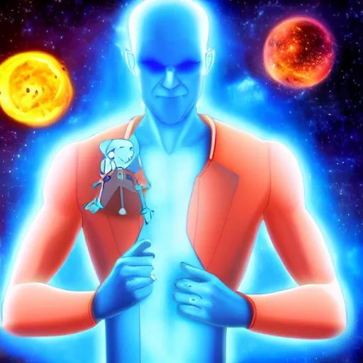 Image similar to doctor manhattan in a children's 3 d animated cartoon movie