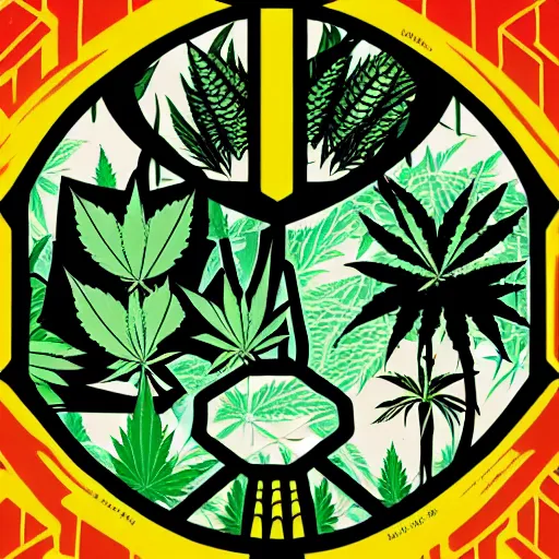 Image similar to Jamaican Marijuana profile picture by Sachin Teng, symetrical, Organic Painting , Leaf Green, adidas, Green smoke, Impressive, Award Winning, Warm, Good Vibes, Positive, geometric shapes, energetic, intricate background, graffiti, street art:2 by Sachin Teng:4