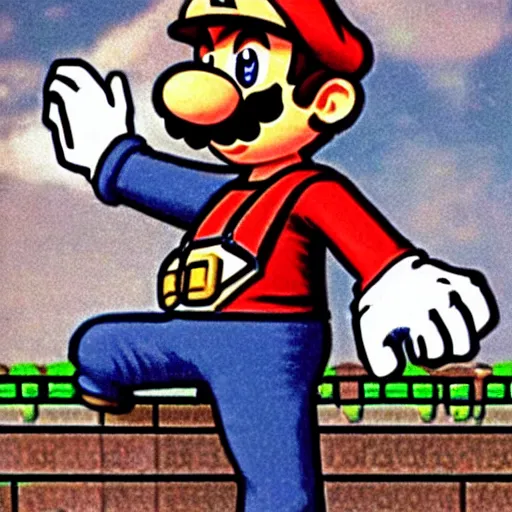 Image similar to a mix of Super Mario Bros and JesusChrist