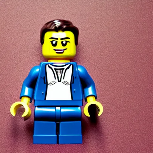 Image similar to lego minifig of elon musk looking angry