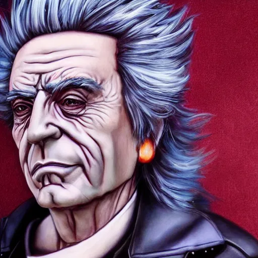 Prompt: rick sanchez portrait in the background dimension 5 7 6 5 : : photorealistic sci - fi detailed intricate face details ultradetailed ultra - realistic by hieronymus bosch