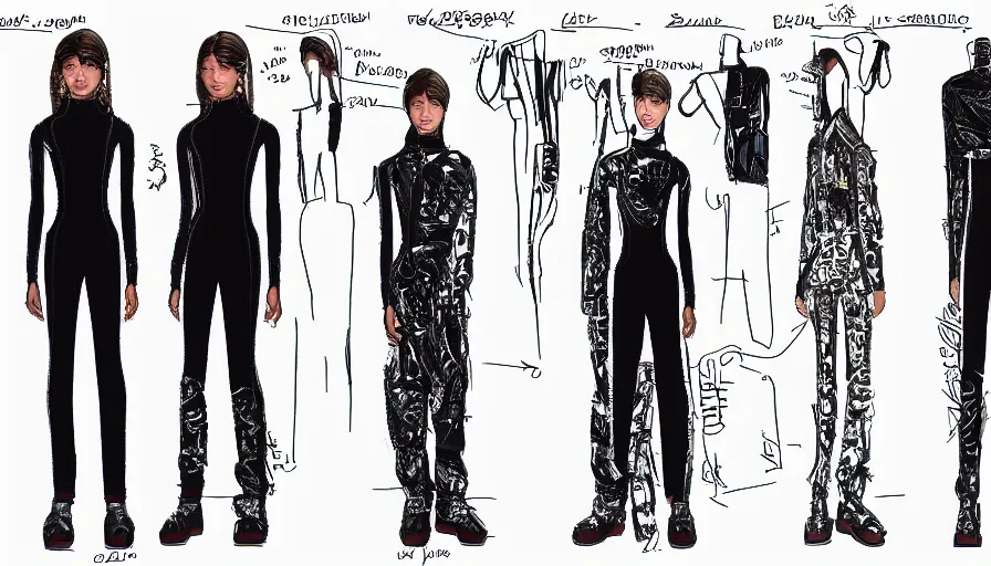 Prompt: balenciaga outfit design sheet, highly detailed