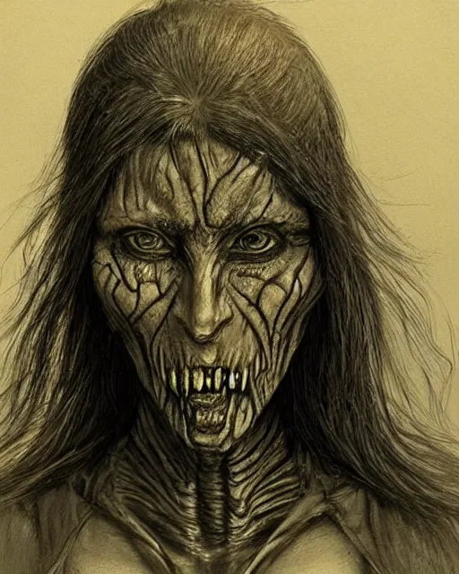 Prompt: a police sketch of a female mutant dressed as a homeless person in the style of h. r. giger / zdzisław beksinski / david cronenberg trending on artstation deviantart pinterest hyper detailed photorealistic highlights and shadow hd 8 k post - processing high resolution