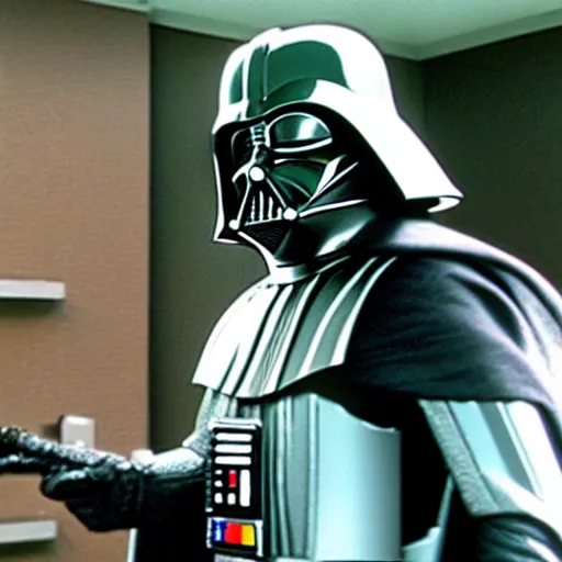 Prompt: darth vader as a character in Office Space (1999)