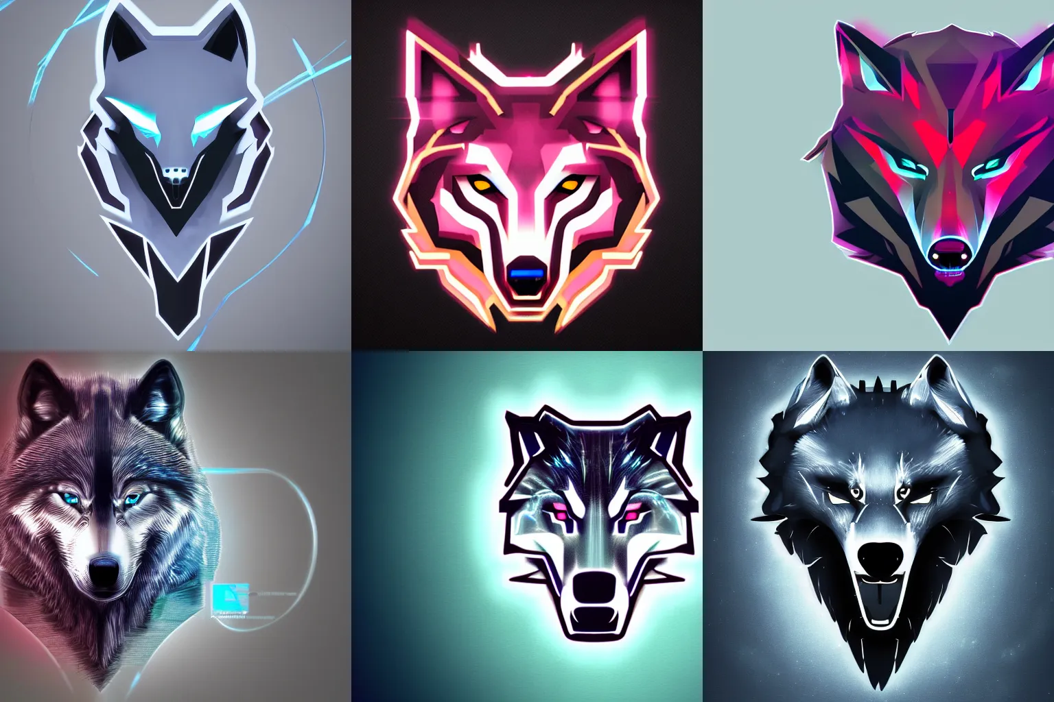 Prompt: A logo design of a cyber digital wolf. trending on artstation, 8k HD wallpaper