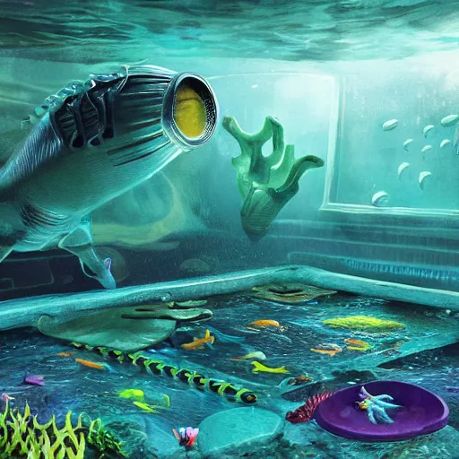 Prompt: underwater alien playground, photorealistic, detailed