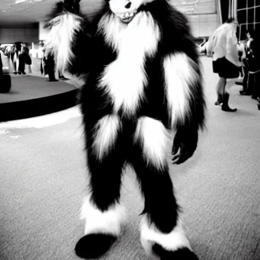Image similar to Furfest furry suit, furry, furry 1998, old filming photo, award winning,
