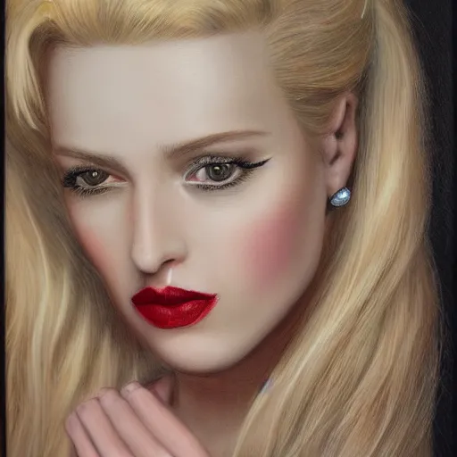 Prompt: portrait of a blonde femme fatale, highly detailed, by Glen Orbik, - H 896