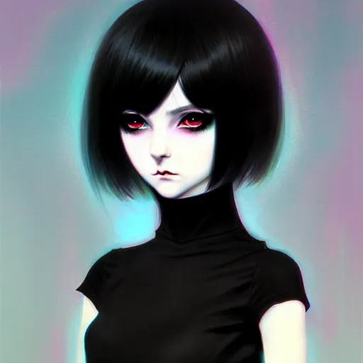 Image similar to portrait of beautiful goth girl art by kuvshinov ilya