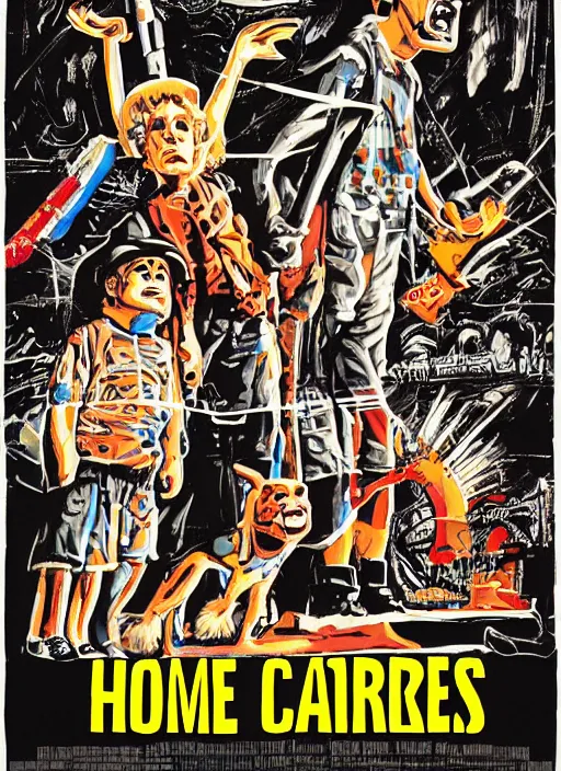 Image similar to a poster of home movies ( 1 9 9 9 ), poster art by john carpenter, featured on deviantart, toyism, movie poster, concert poster, poster art, highly detailed