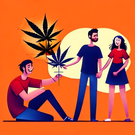 Image similar to couple happy on balcony with marijuana plant. centered median photoshop filter cutout vector behance artgem hd jesper ejsing!