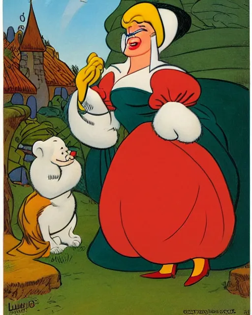 Image similar to Lady with an Ermine by Leonardo comic art by Carl Barks