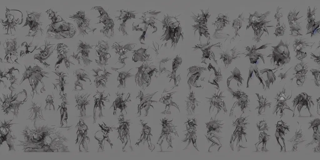Prompt: gen 1 3, character sheet, concept design, contrast, mushroom people, kim jung gi, greg rutkowski, zabrocki, karlkka, jayison devadas, trending on artstation, 8 k, ultra wide angle, pincushion lens effect