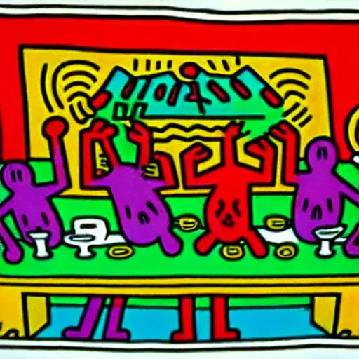 Image similar to The last supper, by Keith Haring