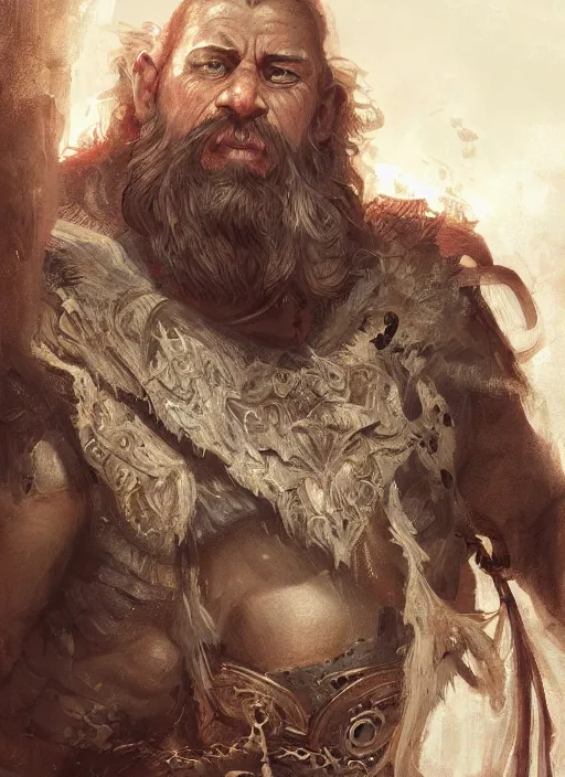 Prompt: realistic portrait painting of a male fantasy dwarf warrior, old mystic ruins, afternoon, intricate, elegant, highly detailed, digital painting, sharp, focus, by artgerm and greg rutkowski