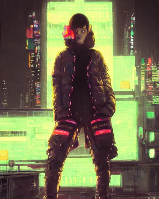 Image similar to detailed portrait neon operator girl, cyberpunk futuristic, neon, reflective puffy coat, decorated with traditional japanese by ismail inceoglu dragan bibin hans thoma greg rutkowski alexandros pyromallis nekro rene margitte, illustrated, perfect face, fine details, realistic shaded, fine - face, pretty face