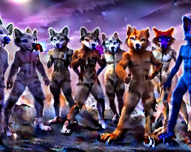 Image similar to high - resolution photograph from a nanopunk era furry fandom convention ( midwest furfest 2 0 4 7 ), taking place after the genetic revolution and singularity. photorealistic.