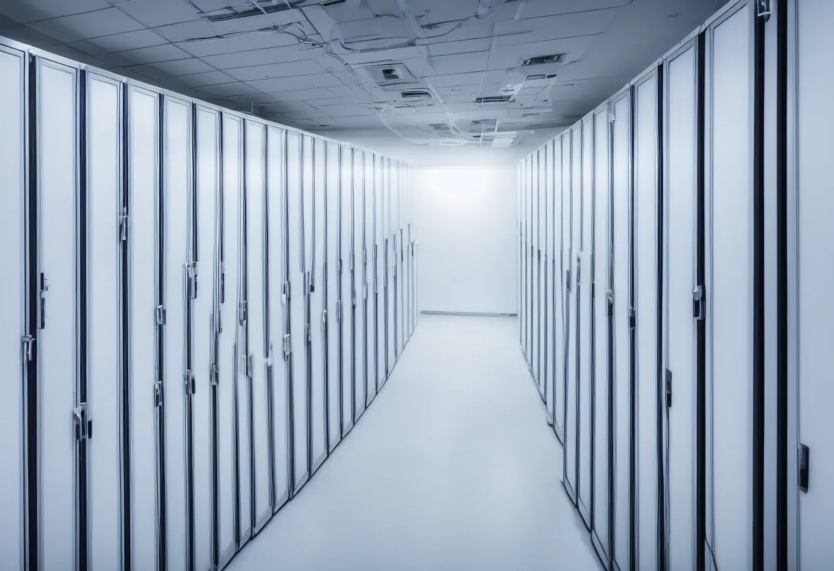 Image similar to photo of modern server data room, bright, white