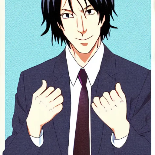 Image similar to keanu reeves as an anime character, in the style of nichojou, directed by tatsuya ishihara