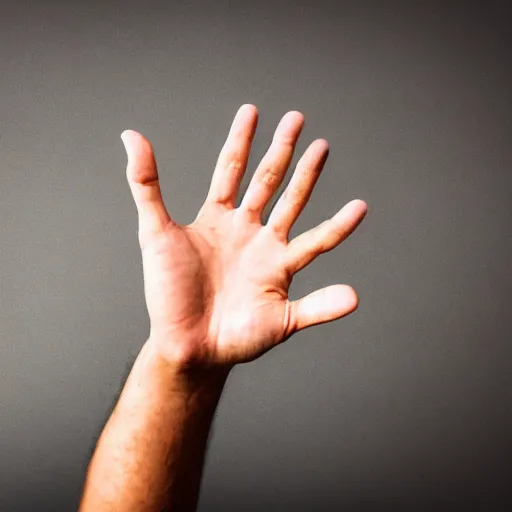 Image similar to man showing us his hand with five fingers