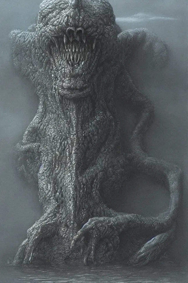 Image similar to water monster 4k by zdzisław beksiński