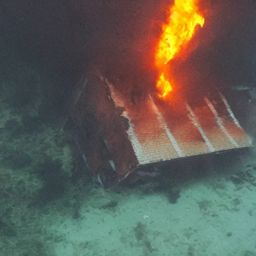 Image similar to photo of a burning building underwater