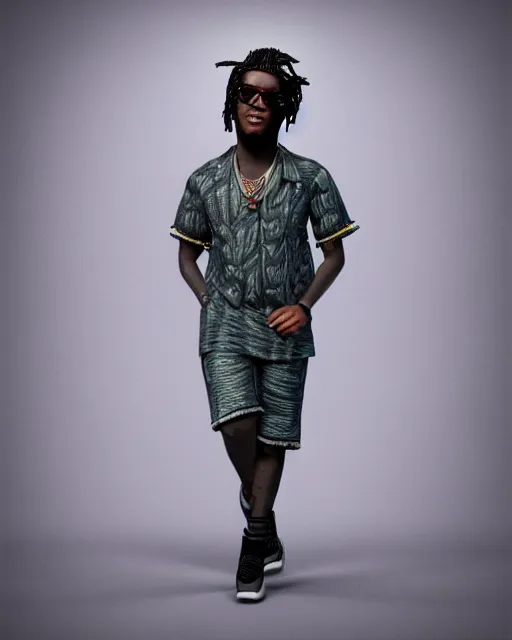 Prompt: highly detailed picture of burna boy by mark ryden, hyperrealistic 3 d render, octane render, dynamic lighting