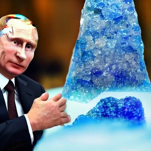 Image similar to vladimir putin with blue crystals