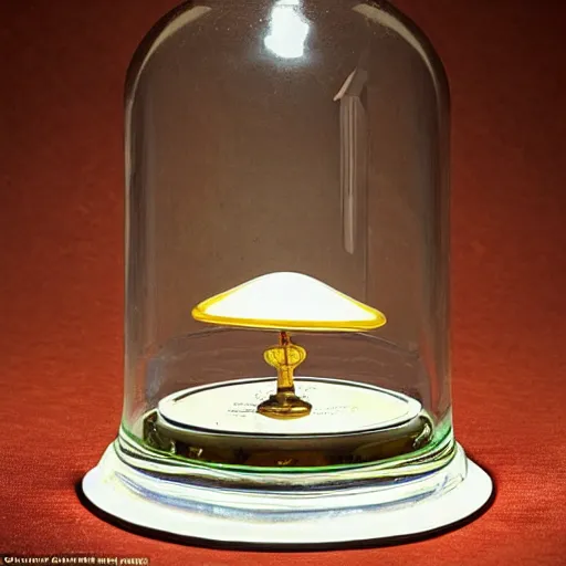 Prompt: a beautifully lit, award winning photo of a specimen bell jar from a cabinet of curiosities