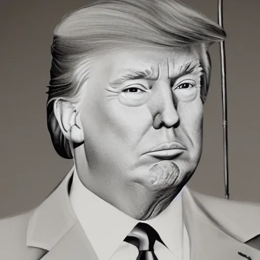 Image similar to a portrait of donald trump in a prison uniform