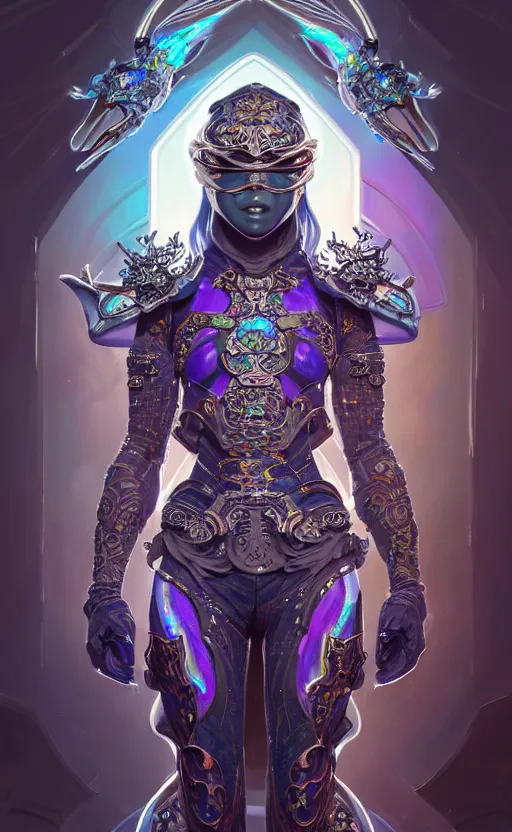 Image similar to iridescent opal cyborg ninja warrior, intricate ornate details, morandi color scheme, hd, illustration, epic, d & d, fantasy, intricate, elegant, highly detailed, wide angle, digital painting, artstation, concept art, smooth, sharp focus, illustration, wallpaper, art by artgerm and greg rutkowski and alphonse mucha and jin xiaodi