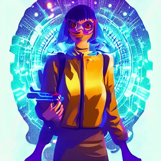 Image similar to skill magic geek inside matrix deepdream radiating a glowing aura stuff loot legends stylized digital illustration video game icon artstation lois van baarle, ilya kuvshinov, rossdraws,