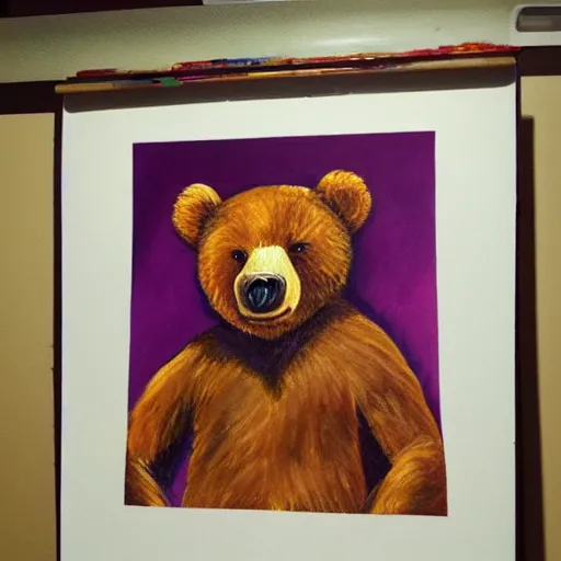 Prompt: A painting of 🐻 painting a self portrait, infinite recursion