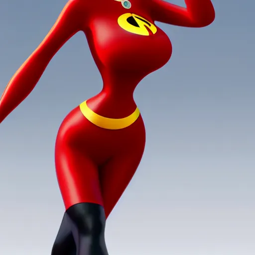 Prompt: pixar render, the incredibles, christina hendricks as elastigirl, 3 d render, smooth colors