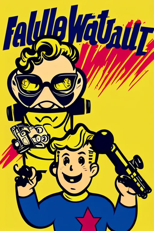 Image similar to fallout 7 6 retro futurist illustration art by butcher billy, sticker, colorful, illustration, highly detailed, simple, smooth and clean vector curves, no jagged lines, vector art, smooth andy warhol style