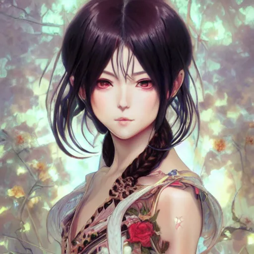 Image similar to portrait a kurumi tokisaki, anime style, light effect, anime style hyper detailed, illustration, bloody, intricate, elegant, digital painting, artstation, smooth, sharp focus, art by artgerm and greg rutkowski and alphonse mucha.