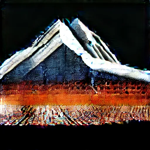 Image similar to a mountain made out of computer screens that display bitcoin logos, cinematic, post apocalyptic landscape, harsh contrast lighting, in the style of photorealism, made by richard estes robert cottingham gerhard richter robert longo ellen altfest