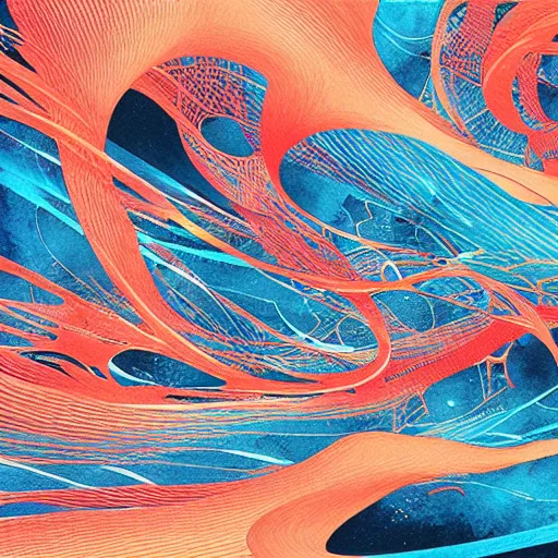 Prompt: vector flow field watercolor by Kilian Eng