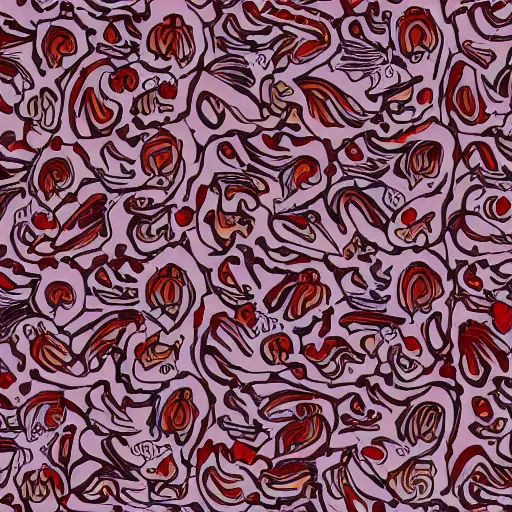 Image similar to abstract pattern, art print, lithography, maroon, beige, white, berries