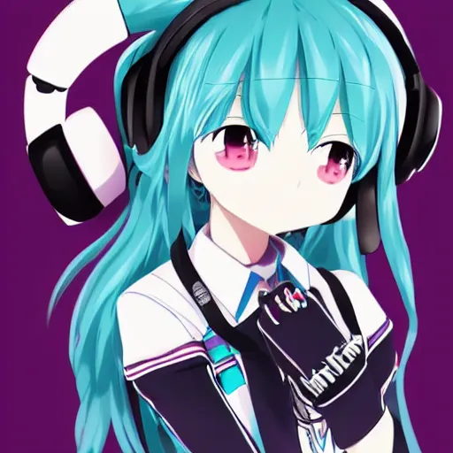 Image similar to Hatsune Miku, anime, official artwork, digital art, music, headphones, DanbooruDatabase