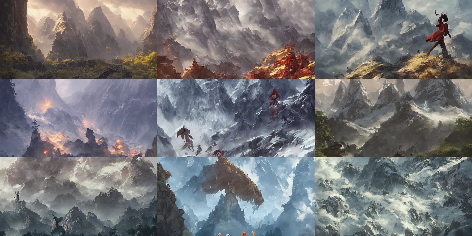 Prompt: realistic epic animation key of the last airbender, lush mountains, medium shot, studio ghibli, pixar and disney animation, sharp, anime key art by greg rutkowski, s, dramatic lighting