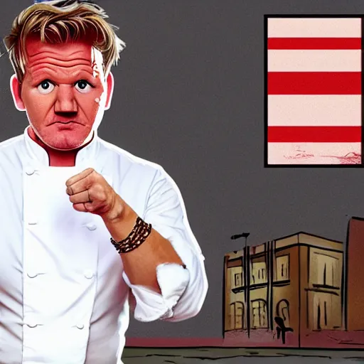 Prompt: illustration Gordon Ramsay doing funny Gordon Ramsay things 4K