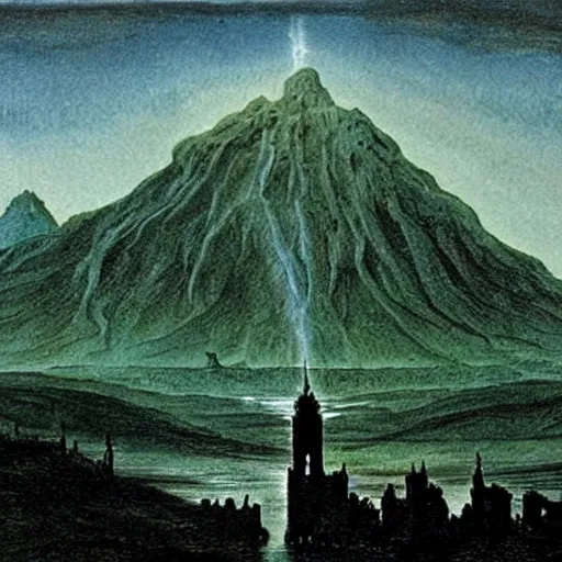 Image similar to minas morgul detailed water paint in the style of Caspar david Friedrich, very detailed, intricate,