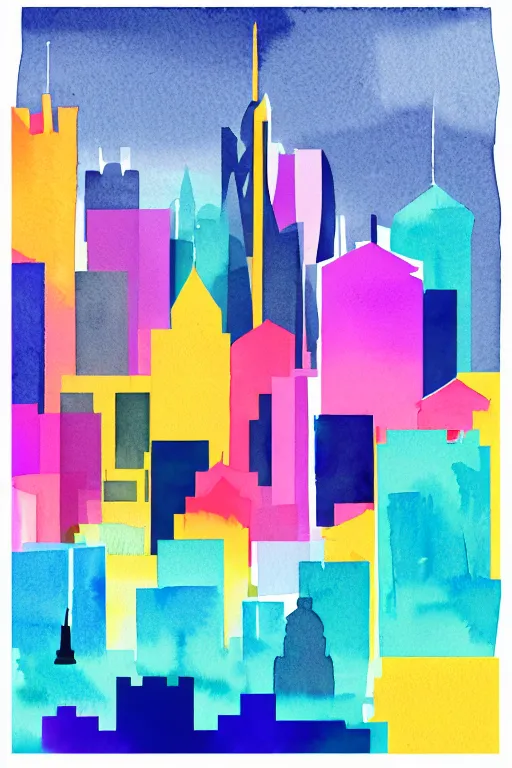 Image similar to minimalist watercolor art of frankfurt, illustration, vector art