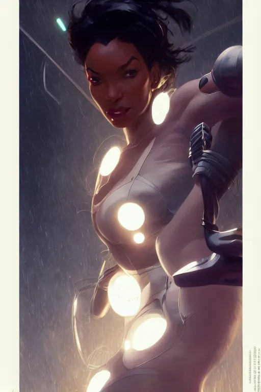 Image similar to cyborg Normani as aeon flux profile picture by Greg Rutkowski, dynamic pose, intricate, futuristic, fantasy, elegant, by Stanley Artgerm Lau, greg rutkowski, thomas kindkade, alphonse mucha, loish, norman Rockwell,