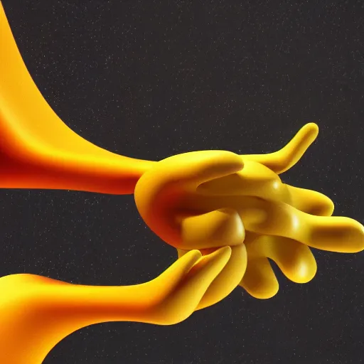 Prompt: open hand as a 3D object, a computer rendering by Alberto Seveso, behance, generative art, rendered in cinema4d, octane render, photoillustration