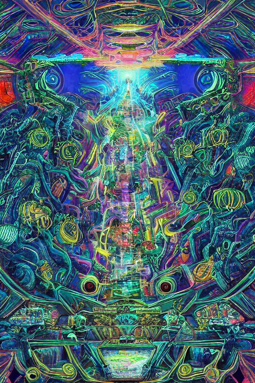 Image similar to futuristic universe, death of humanity, psychedelic dmt trip, detailed intricate, 8 k